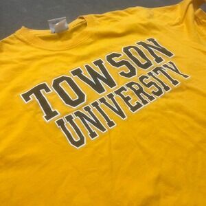 Vintage 90s Towson Univeristy yellow boxy tee shirt‎ USA made